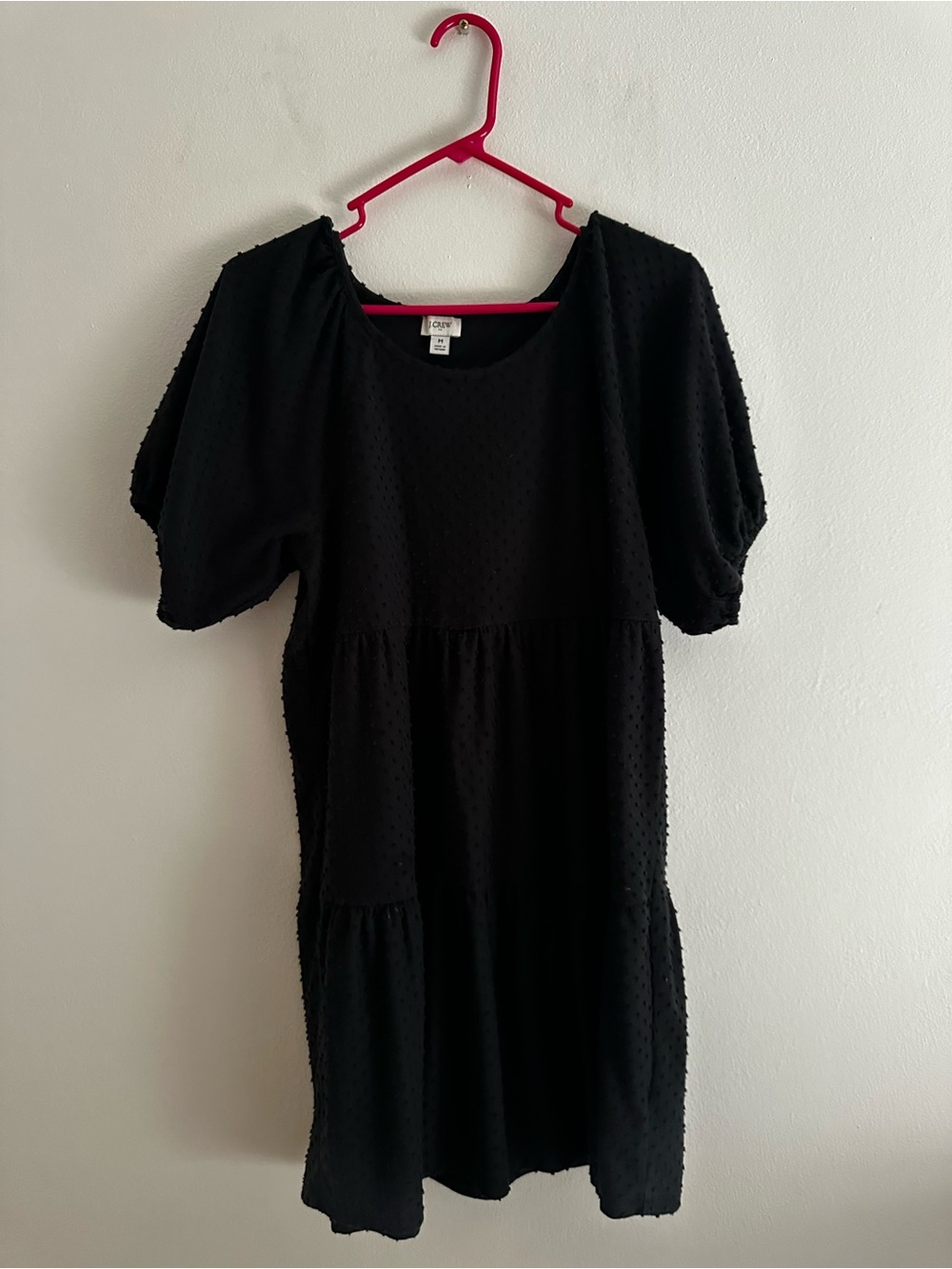J. Crew Black Tiered Puff-Sleeve Midi Casual Dress